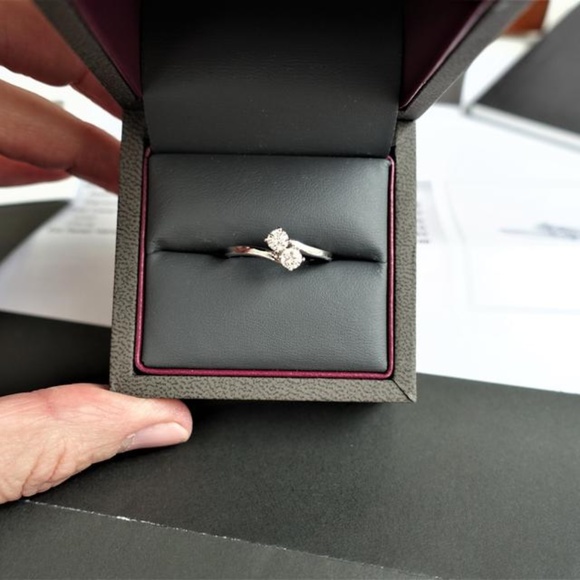 18k Wg Two Stone 1/2 CtDiamond G Color Vs2 Clarity - Picture 7 of 8